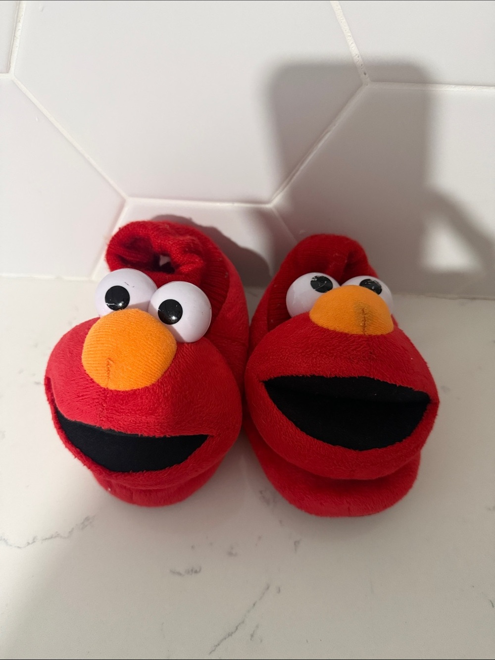 Sesame Street Red Elmo Plush Slippers with Orange Nose